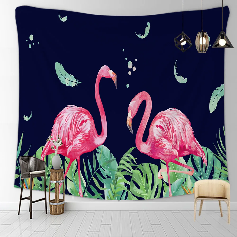 Тропический гобелен с изображением фламинго природного леса для влюбленной