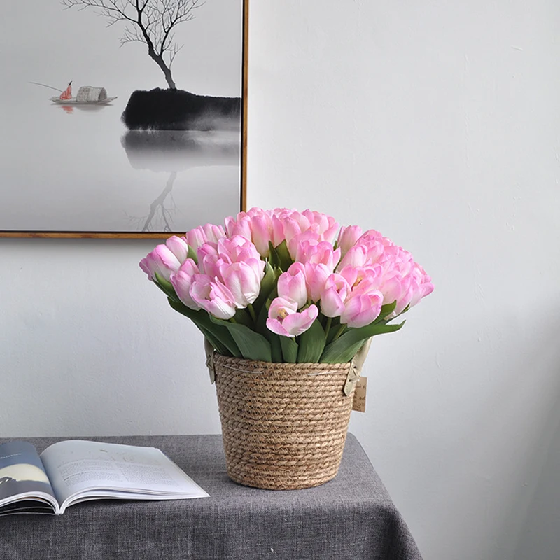 

7pcs/Bouquet New Silk Tulip Artificial Flower 36cm Real Touch Fake Plant Bouquet for Home Garen Wedding Decoration Accessories
