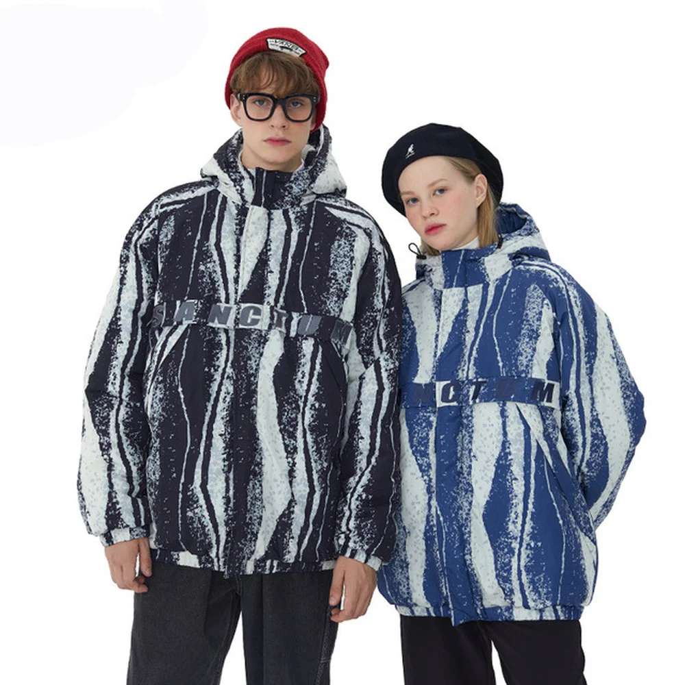 Covrlge Workwear Hooded Plus Velvet Men's Padded Jacket Winter New Trend Casual Couple Jacket Parka Coat Male Streetwear MWM129