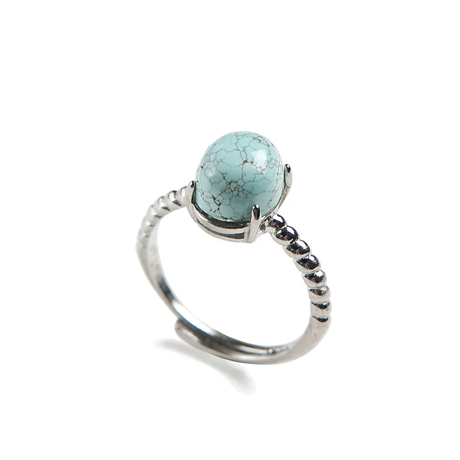 Подлинный естественный бирюзово зеленый драгоценный камень Мода серебряные