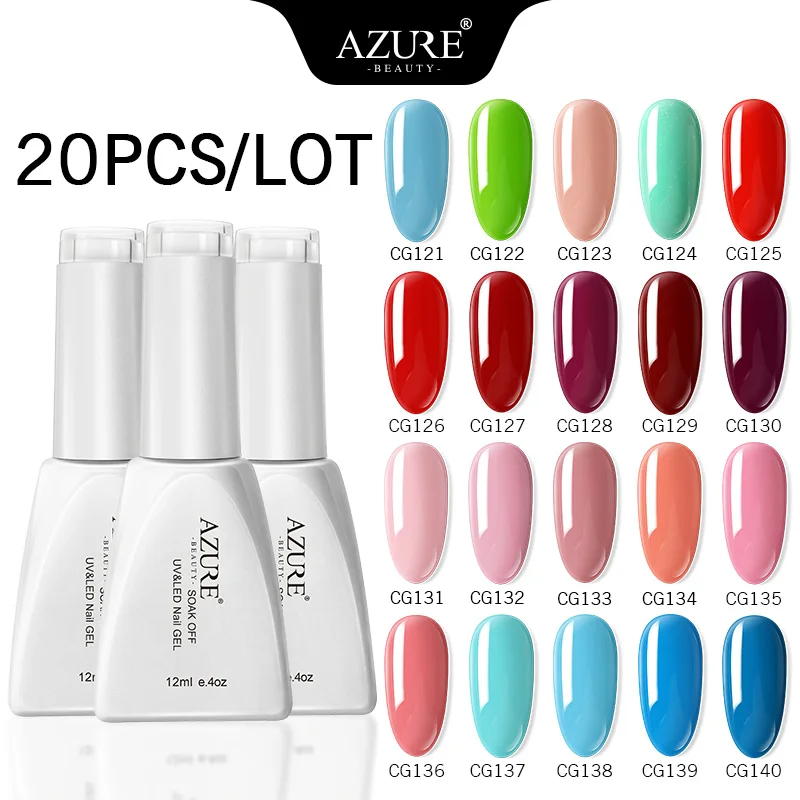 Kit21 Azure Beauty 20Pcs/Lot Nail Gel Polish Soak Off UVv/Led gel Polish Semi Permanent Led Gel Long Lasting Pure Color Gel Sets - Цвет: Kit21
