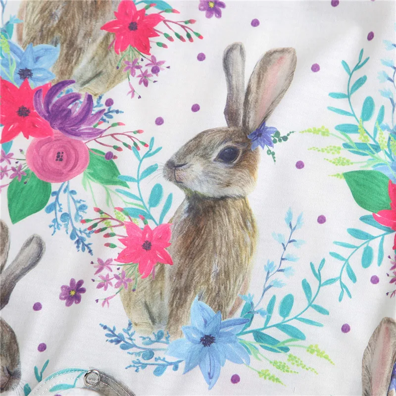 

6-3T Little Baby Girls Easter Rabbit Print Romper, Cute Sleeveless Crew Neck Long Jumpsuit Summer,