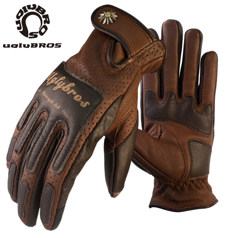 

UglyBros Motorcycle Gloves Retro Touch Screen Motorbike Gloves Men Breathable Anti-fall Racing Gloves Guantes Moto SIZE:S-2XL