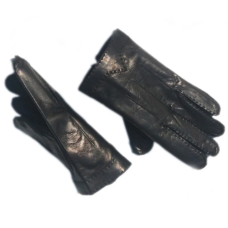

KIMOBAA man fashion whole piece of back three lines Itlay leather lambskin black gloves