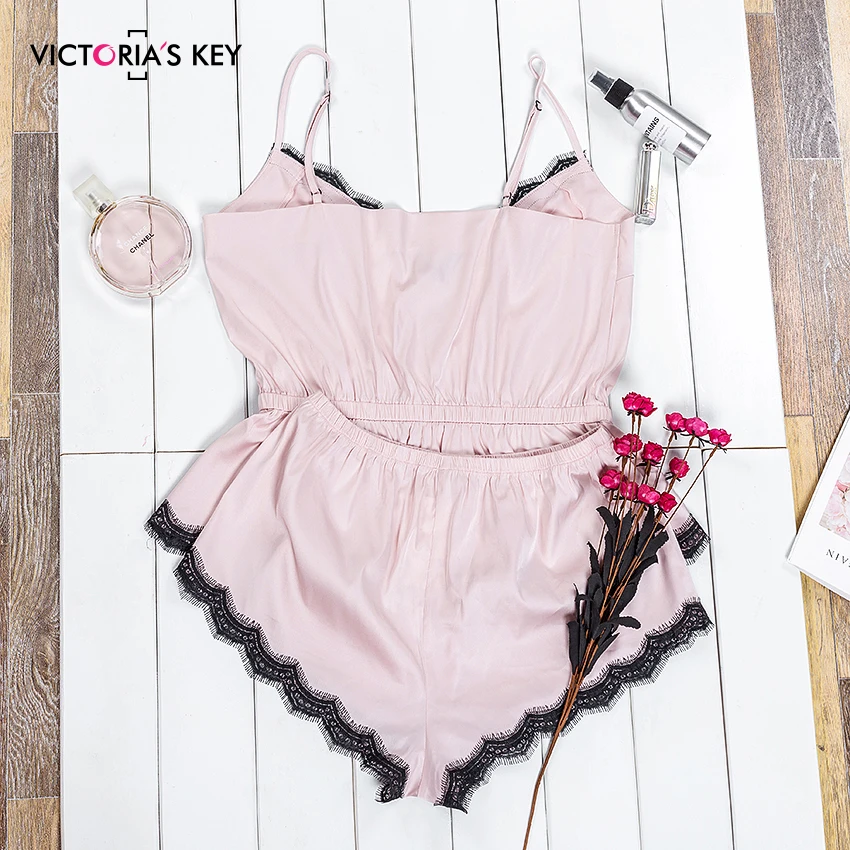 Викториаский ключ Пижама с кружевами комплект пижамы сексуальный V образным