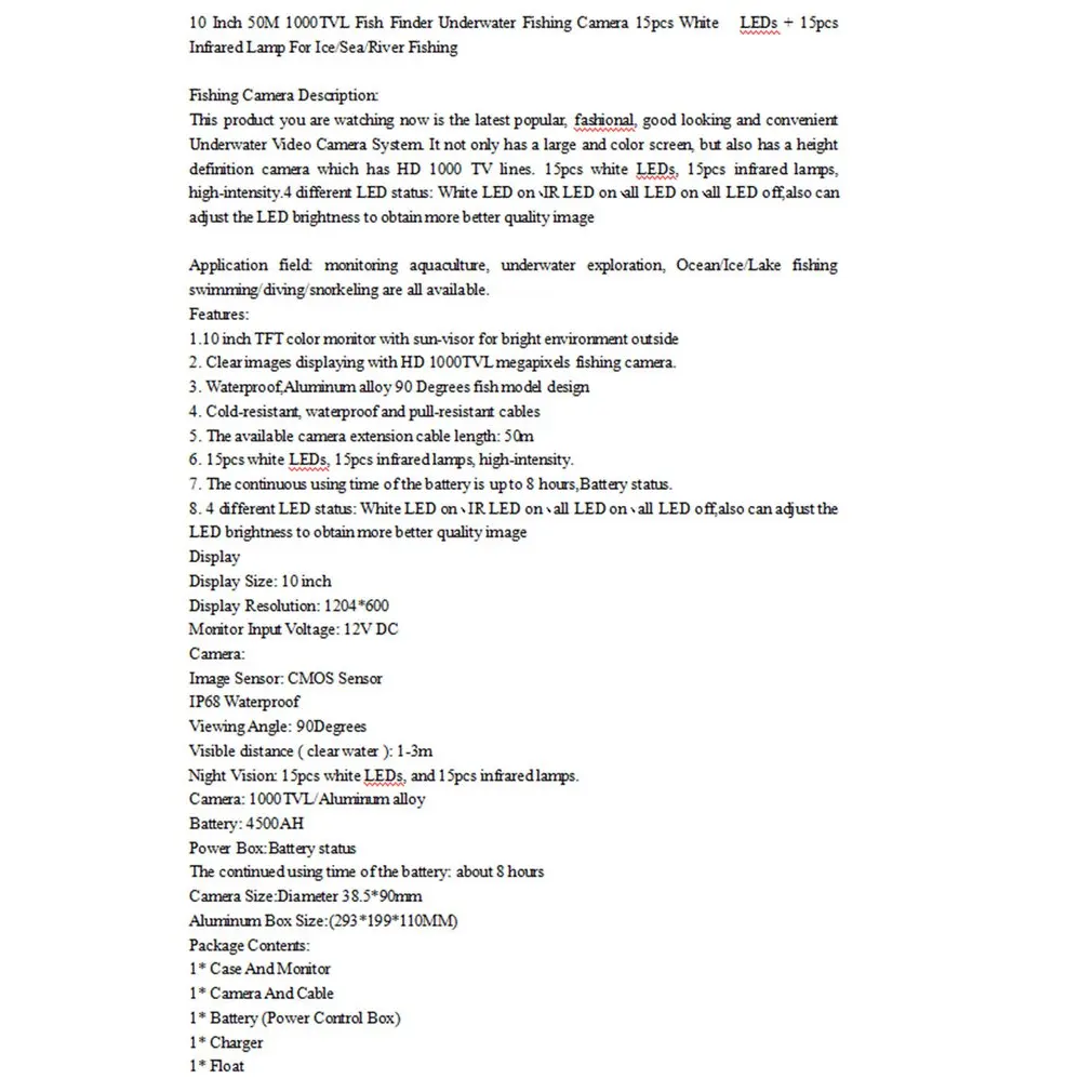 Визуальный рыболокатор подводная рыболовная камера 10 дюймов дисплей высокой