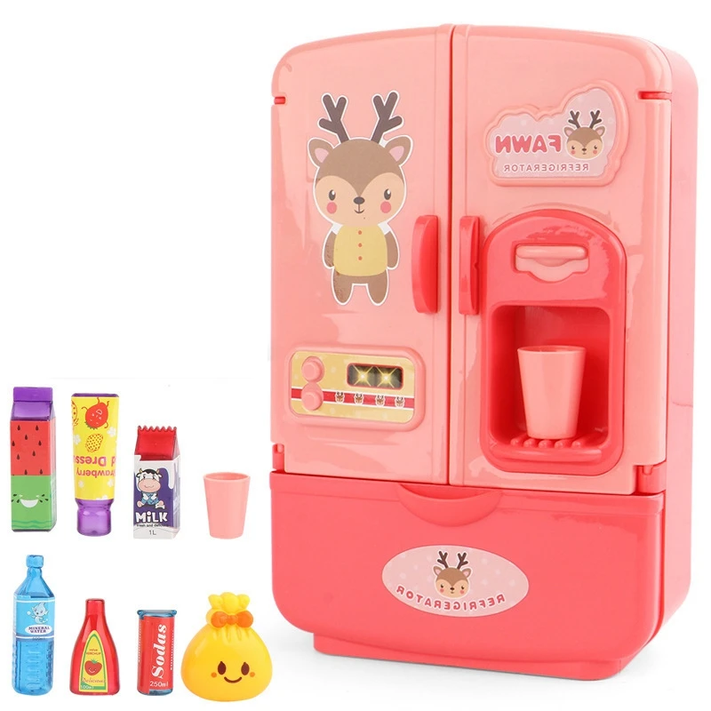 

1 Set Simulation Fun Smart Refrigerator Toys Home Appliances Children Pretend Play Double Door Fridge Kitchen Toy