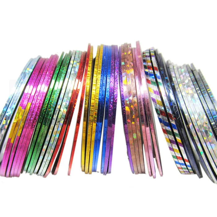 600set/lot Mix Styles 0.1x200cm Eco-Friendly 3D Manicure Nail Stickers Cannetille Solid Laser Rainbow Art Supplies HA1845 | Красота и