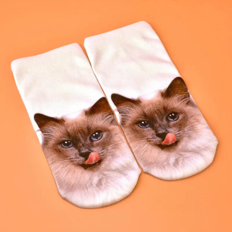 Модные носки унисекс с милым котом мультяшным 3d принтом женские забавные