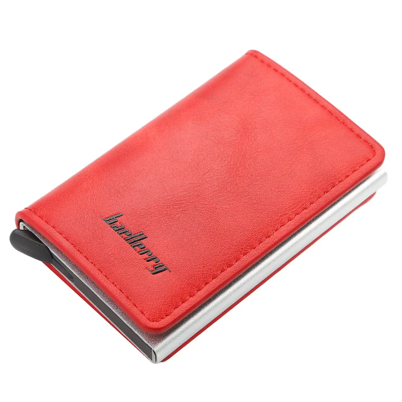 A red Новая мода, Анти RFID Блокировка, мужской кредитный держатель для карт, маленький кошелек, ID банк, чехол для карт, металлическая защита, кошелек для женщин - Цвет: A red
