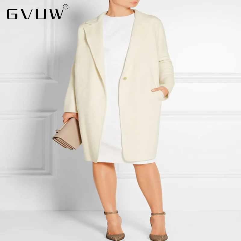 

Gvuw Autumn And Winter New Versatile One Button Suit Collar Loose Cocoon Shaped Slim Cashmere Coat Ol Women Kb5662