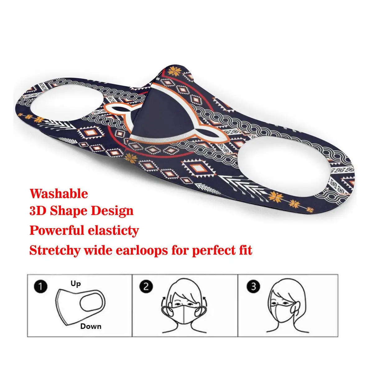 

Dust Mask Modern Cool Patten African Textile Designs Mouth Face Cover Respirator for Adult Kid Washable Reusable Anti Pollution