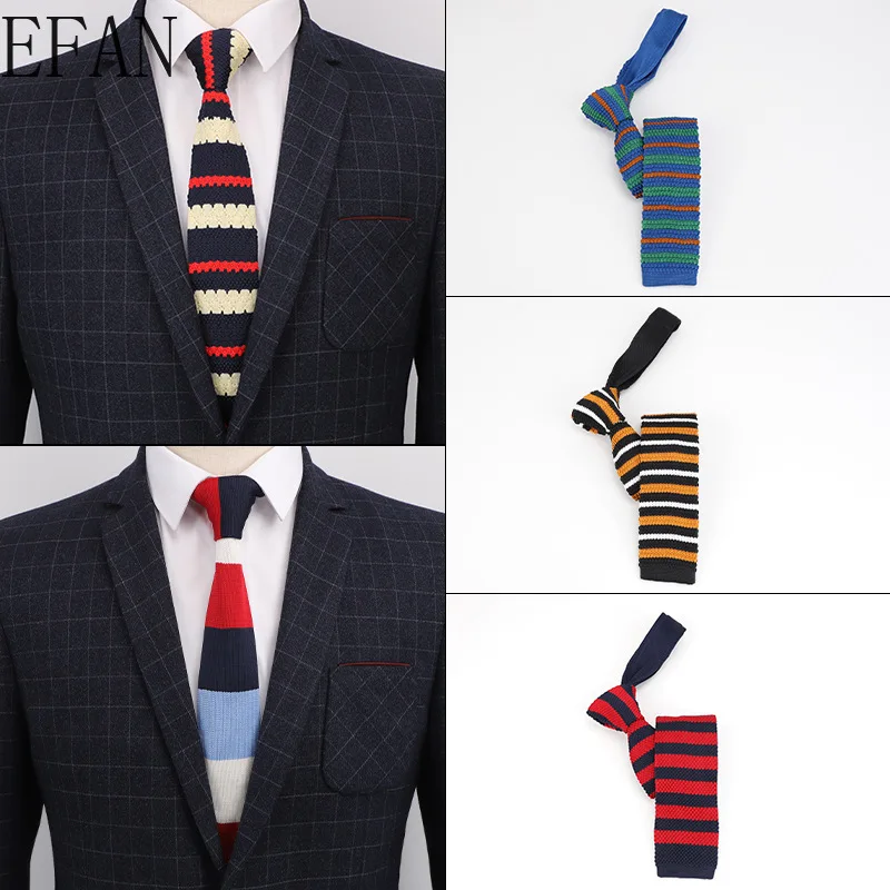 Новинка 5 см трикотажные повседневные треугольные полосатые галстуки обычные