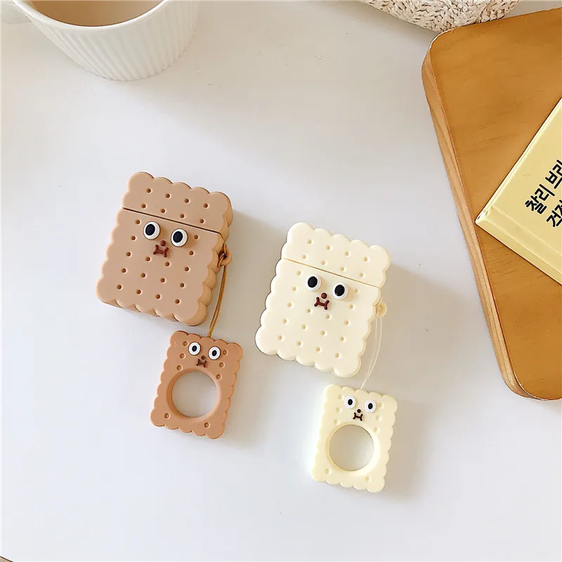 

For AirPod 1 2 Case 3D Biscuit Cartoon Soft Silicone Wireless Earphone Cases For Apple Airpods Case Cute Cover Funda
