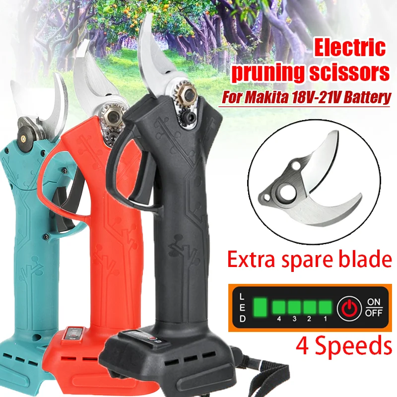 

Cordless Electric Pruner + Max Cutting 30mm Spare Blade Garden Tree Branch Pruning Shears Power Tool For Makita 18V-21V Battery