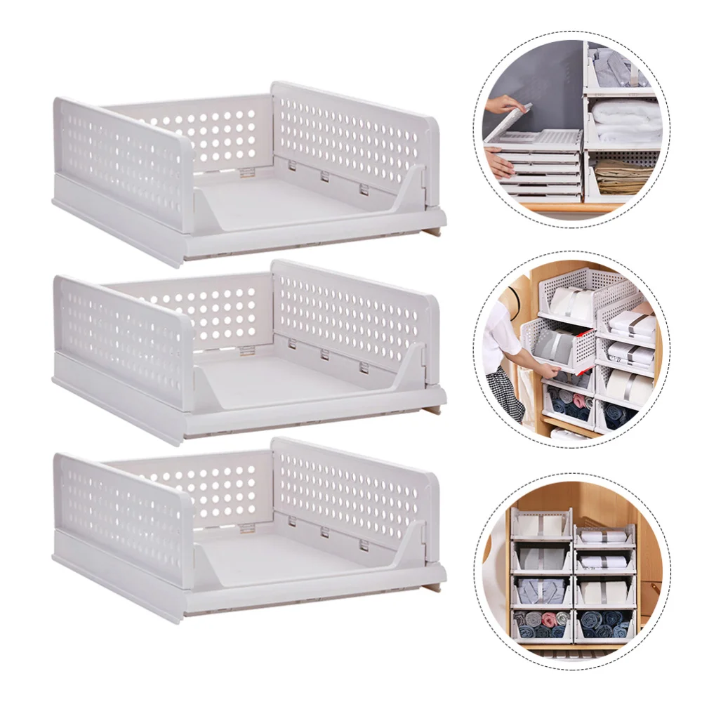 

3 Pcs Clothes Storage Container T-shirt Containing Box Foldable Organizing Box