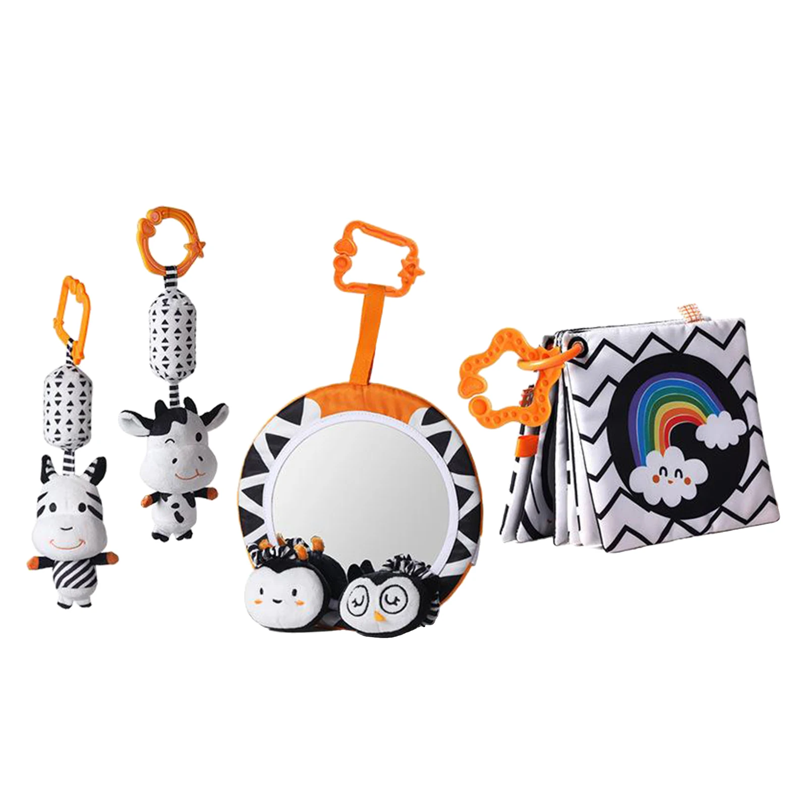 

Baby Pram Crib Ornament Hangings Plush Toys Rattles Tummy Mirror Toy Set