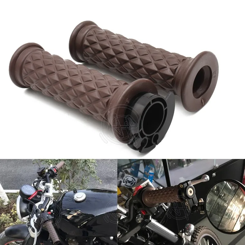 Ретро старая школа 7/8 &quotмотоциклетные коричневые алмазные ручки для дроссельной