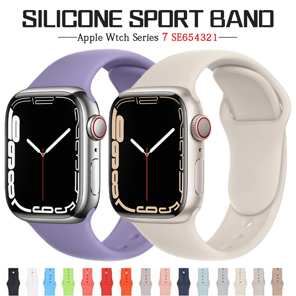 

Silicone Strap For Apple Watch band 44mm 40mm 38mm 42mm 44 mm watchband smartwatch bracelet correa iWatch 3 4 5 6 se 7 45mm 41mm