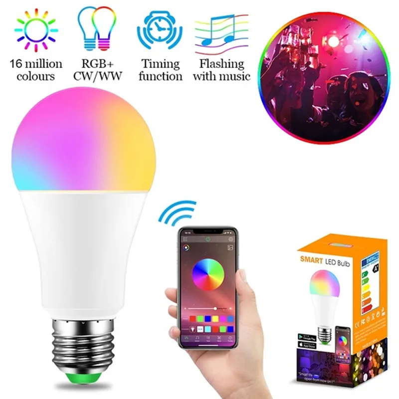 E27/B22 Bluetooth многоцветный светодиодный светильник 110 В 220 В с регулируемой яркостью Bluetooth умный светильник с пультом дистанционного управления Светодиодный светильник для дома ing
