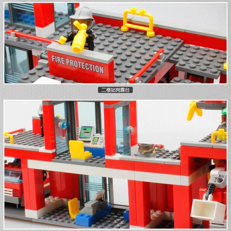

In stock 774pcs Fire Station Model Building Blocks Compatible City Construction Firefighter Truck Enlighten Brick Toy
