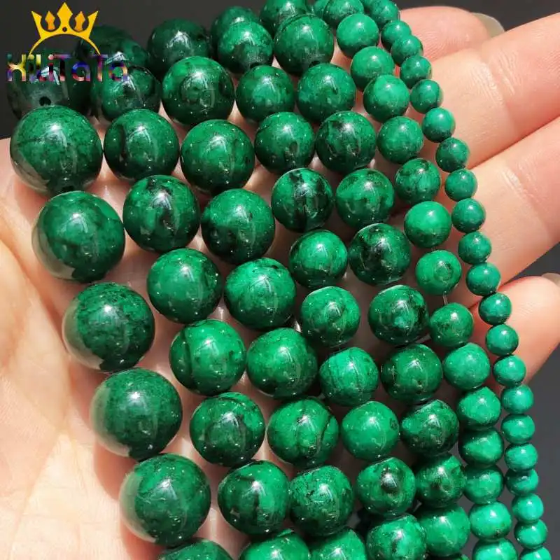 Круглые бусины из нефрита с малахитовым зеленым камнем для самостоятельного