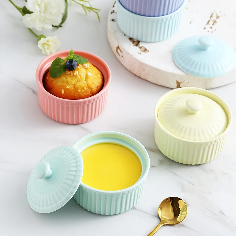 2 шт. Керамика круглый выпечки чаша с крышкой для бытовой прекрасный