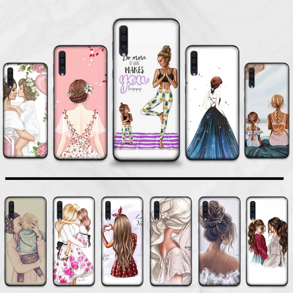 Оригинальный чехол для телефона с рисунком мамы и дочки Samsung Galaxy A 3 6 7 8 10 20 30 40 50 70 71