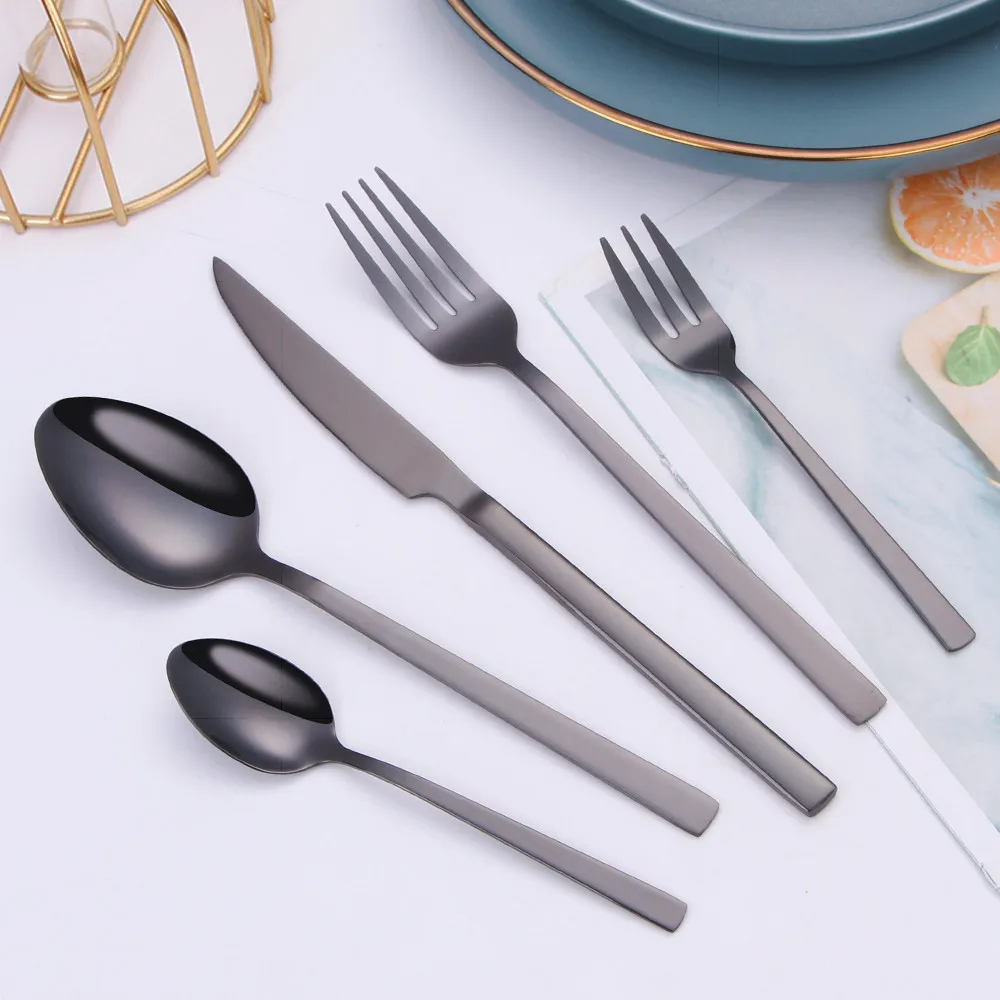 Набор черных столовых приборов из нержавеющей стали черный столовый набор 5