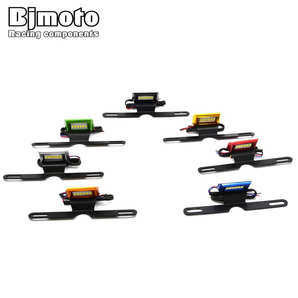 

Universal Led Light Motorcycle License Plate Holder Mount Bracket Registration Number Plate And White LED Stop Brake Tail Light