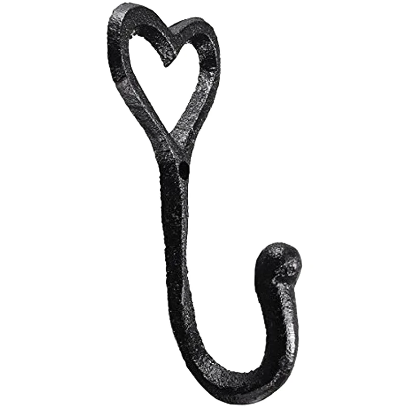

4Pcs Iron Decorative Vintage Hat Bedroom Home Wall Mounted Holder Black Hanger Heart Shape Coat Storage Hook Door