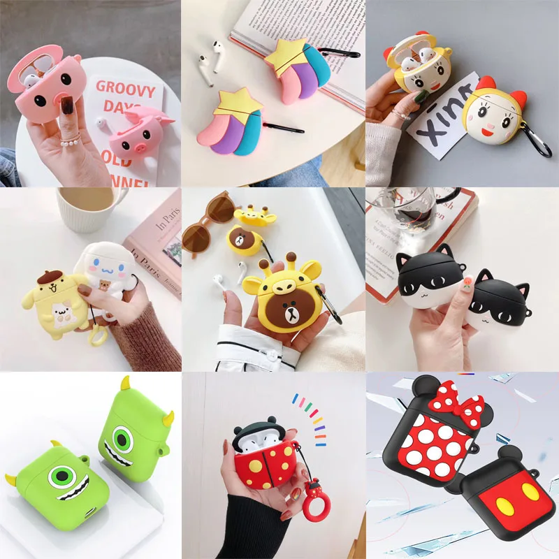 3D чехол для наушников s AirPods силиконовый с милым мультяшным щенком Apple Air Pods 2