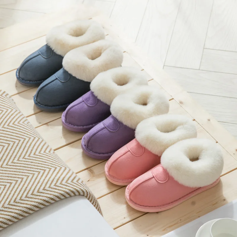 

Cotton Indoor Shoes Women Winter Fur Slippers Unisex Large Size 46 47 Female Male Velvet Slippers Man's Footwear