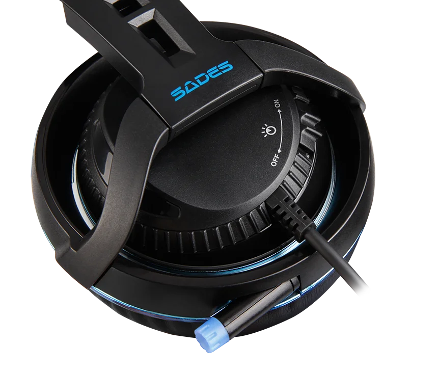 Игровые наушники SADES с эффектом Realtek RGB подсветкой выдвижным микрофоном|Наушники