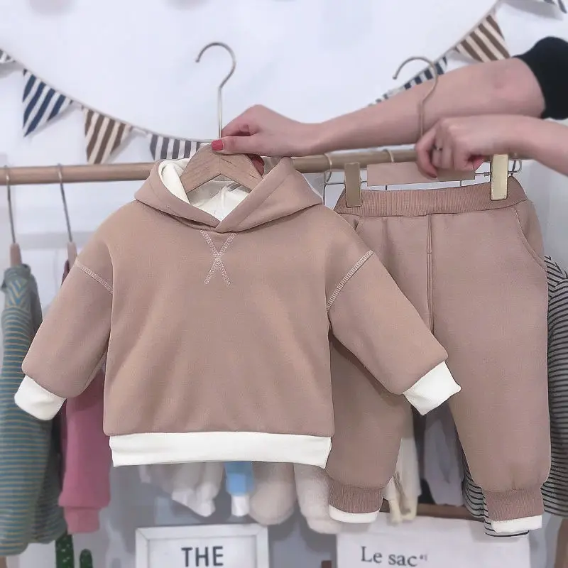 

Зимний свитер с капюшоном для детей 12-36 месяцев, детская повседневная хлопковая Домашняя одежда, утепленные наряды, Рождественский Костюм