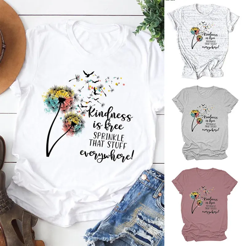 Женская футболка с надписью Kindness Is Free Sprinkle That Stuff Everywhere Мягкая Повседневная