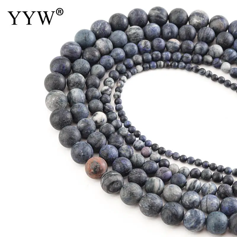 

Round Polished Natural Stone Frosted Old Bulestone Beads For Jewelry Making Strand 15" 4 6 8 10 12mm Pick Size For Jewelry Make