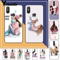 yinuoda black brown hair baby mom daughter girl son dad tpu phone cover for redmi note 9 4 5 6 7 5a 8 8pro xiaomi mi mix2s case