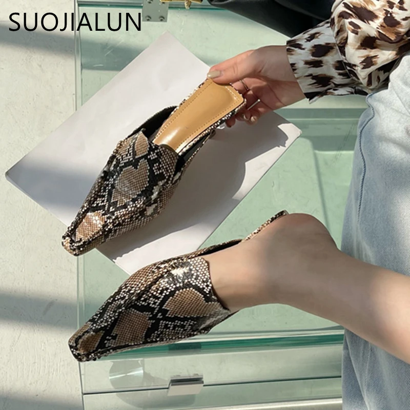 

Шлепанцы женские SUOJIALUN, на тонком низком каблуке, с острым носком