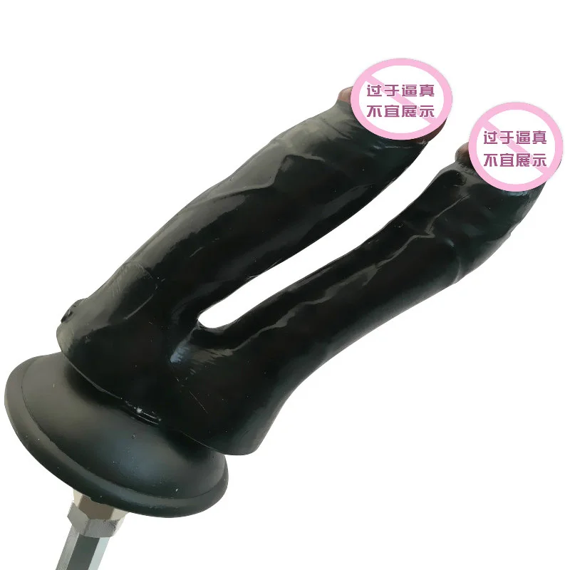 Black Huge Vac-u-lock Double Head Dildo for Women Sex Machine Attachments Premium PVC Dildo for Screw Love Machine Masturbator