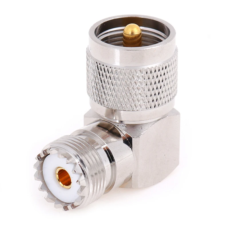 

1pc UHF SO-239 Female To UHF PL-259 Male Right Angle 90 Degree RF Connector