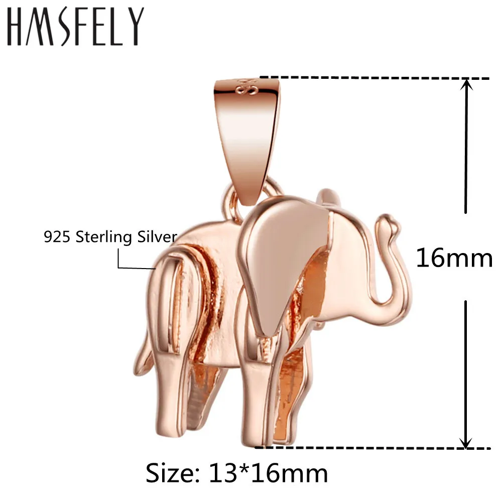 

HMSFELY 925 Silver Material Rose Gold Elephant Pendant DIY Charm Bracelets Accessories Dangles For Necklace Jewelry Making 1pcs