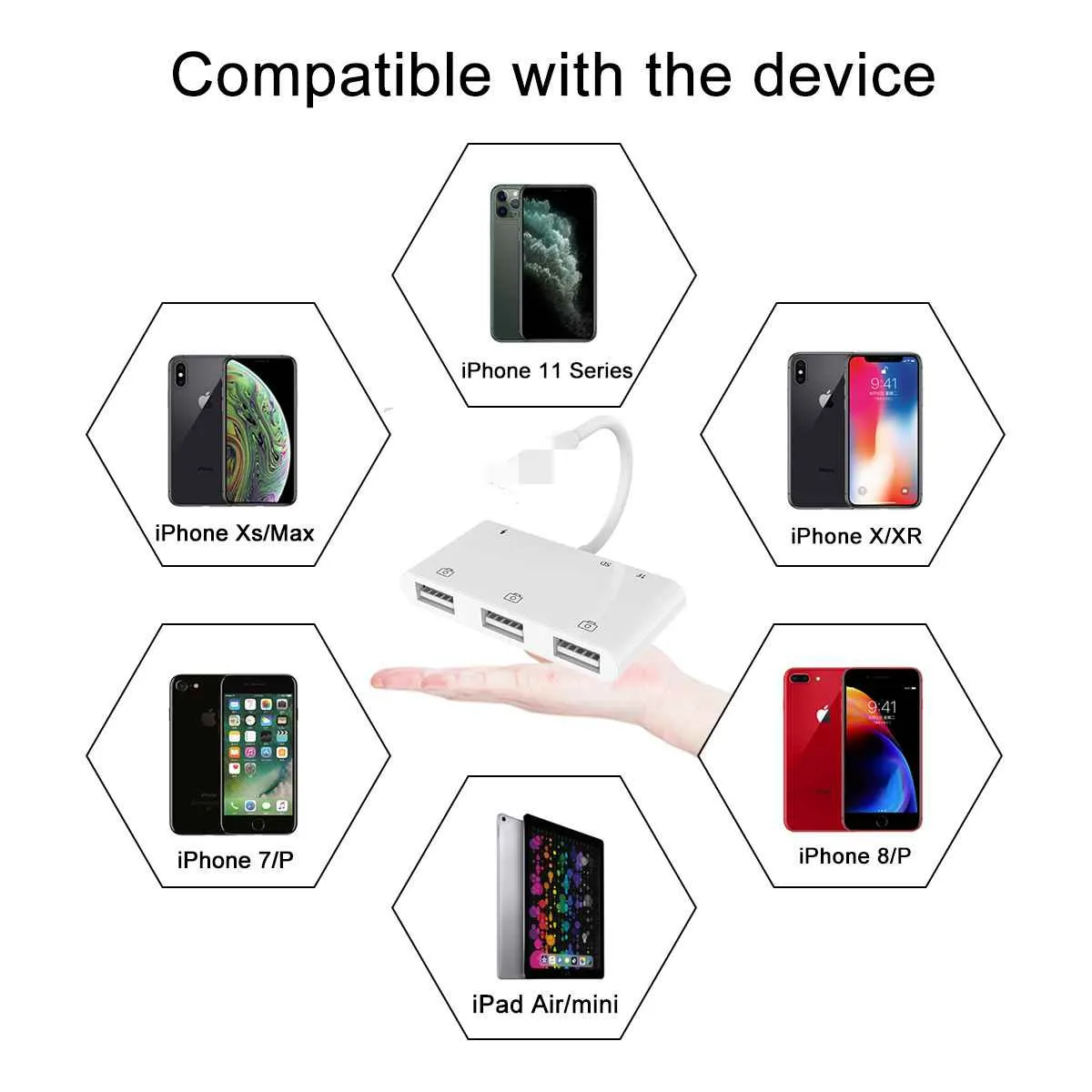 

6 in 1 USB Camera Reader adapter OTG Cable SD TF Card Camera Connection Kits for iPhone 6 7 X 8 8plus 11 11PRO for iPad Air