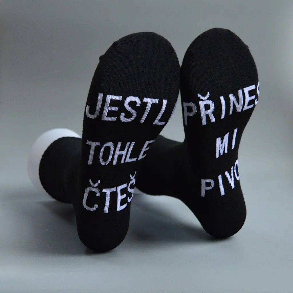 Мужские и женские Новые забавные носки с буквенным принтом Jesrle Tohle Cets бархатным