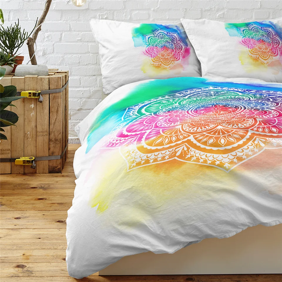 Blesslive цветок лотоса Tie Dye постельное белье 3 шт. богемный Мандала пододеяльник Желтый Фиолетовый Зеленый Tye Dye домашний текстиль