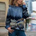 Женский свитшот большого размера, 2021, Модный пуловер с принтом горы, свитшот с длинным рукавом, рубашки, толстовка