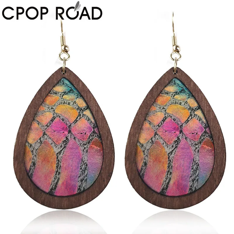 Серьги Змеиная Кожа Зебра из натуральной воловьей кожи для женщин винтажные