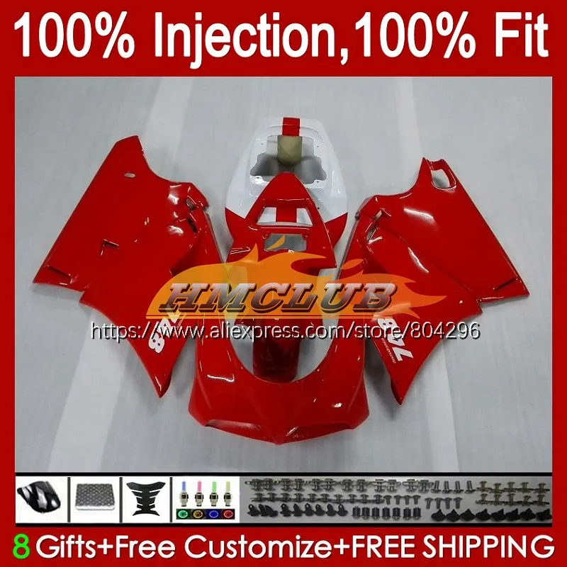 

Injection For DUCATI White red hot 748 853 916 996 998 S R 94 95 96 97 98 99 00 01 02 108No.2 916S 996S 998S 1994 2002 Fairings