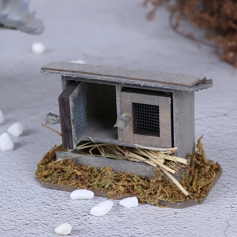 

1/12 Miniatures Dollhouse Wooden Simulation Chicken Coop Nest Set Garden Yard Decoration