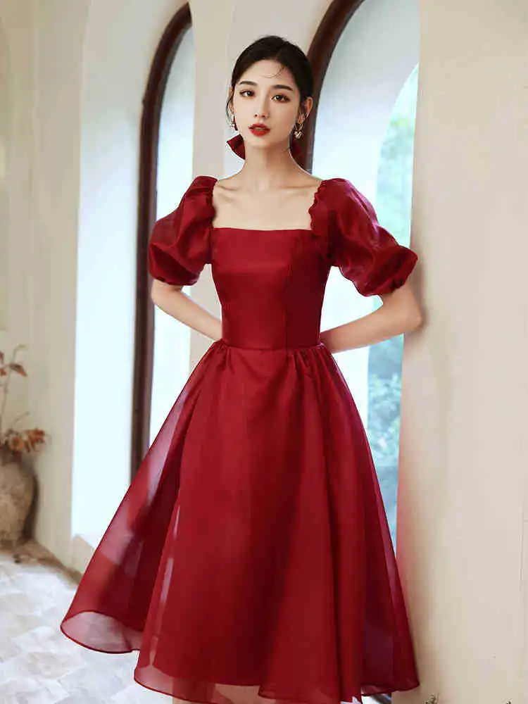 Сетчатое атласное лоскутное платье Ципао с пышными рукавами без бретелек